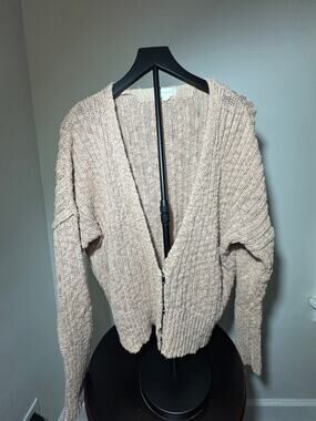 Altar'd State Beige Chunky Slouchy Cardigan Sweater Medium M